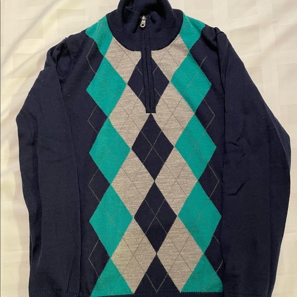 Apt. 9 Sweaters Mens Lightweight Navy Gray Teal 4 Zip Sweater